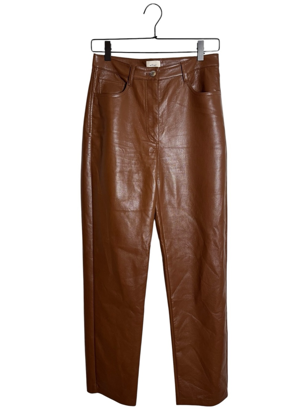 Aritzia Wilfred The Melina High Rise Vegan Leather Pants Cognac Brown Size 4
